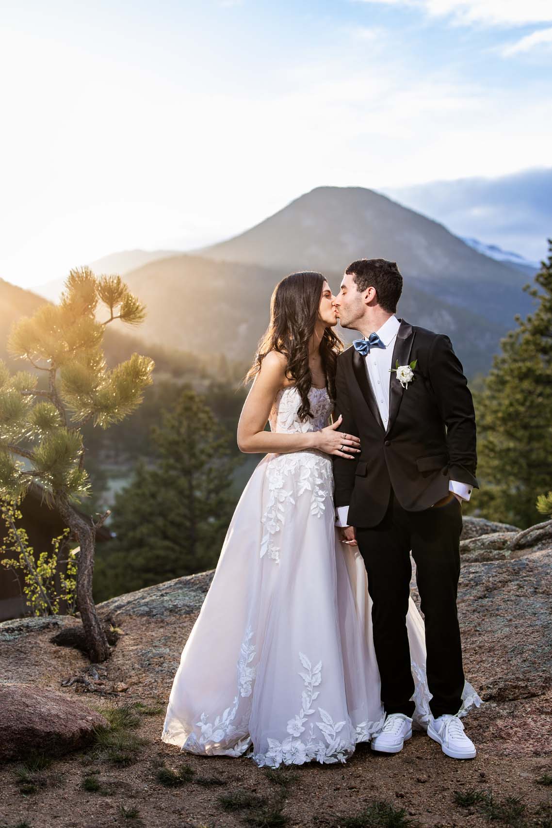 Couple at sunset at the Boulders at Black Canyon Inn   Colorado Wedding Venues Colorado Wedding Photographer Colorado Wedding Photographer